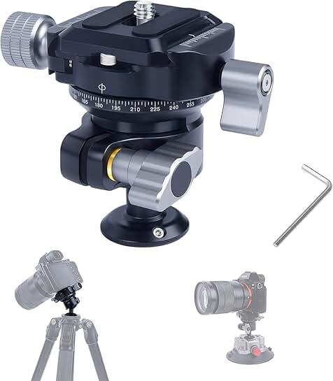 360° Ball Head Tripod Mount with Dual Panoramic Rotation
