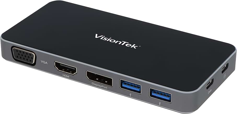 Portable USB-C Dual Monitor Hub with Multiple Ports