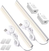 2-Pack LED Under Cabinet Light with USB and AC Plug