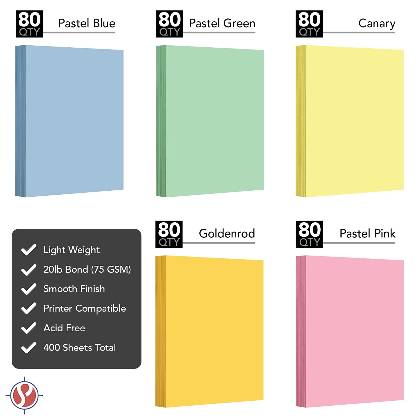 Pastel Color Paper Pack, 8.5 x 11", 400 Sheets