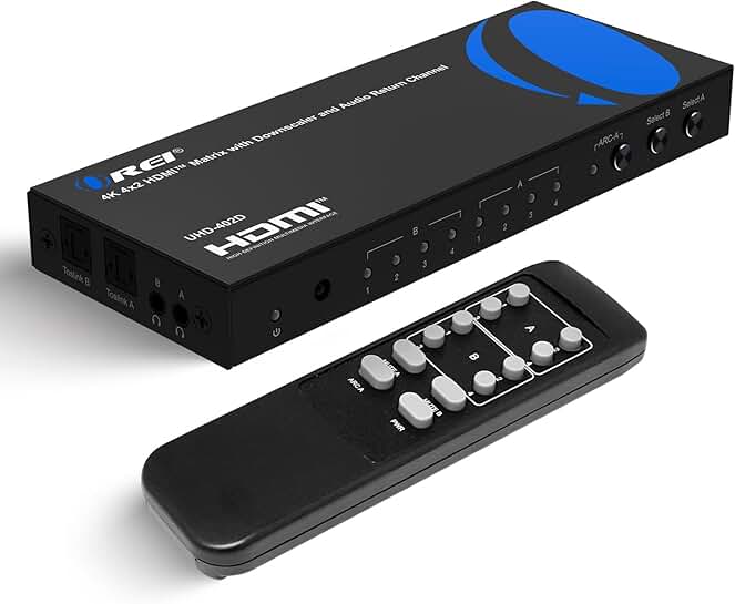 4K HDMI Matrix Switch 4x2 with Remote Control
