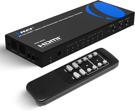 4K HDMI Matrix Switch 4x2 with Remote Control