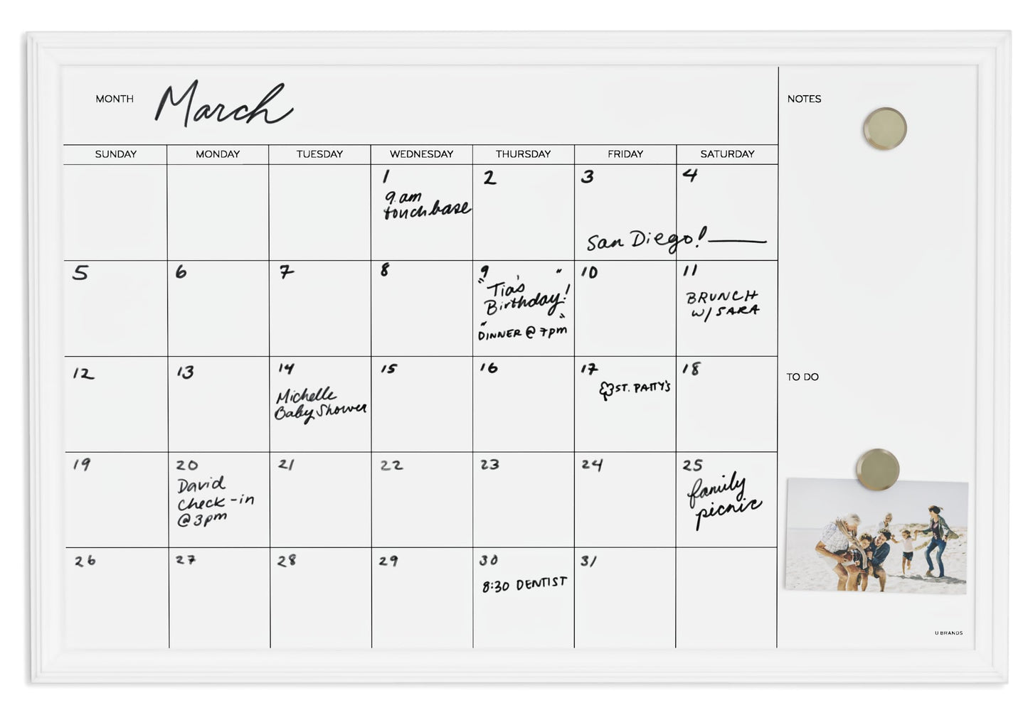 Magnetic Dry Erase Calendar White Board 30x20