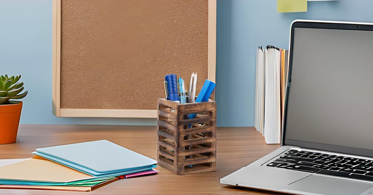 Handcrafted Wooden Pen and Pencil Organizer for Desk