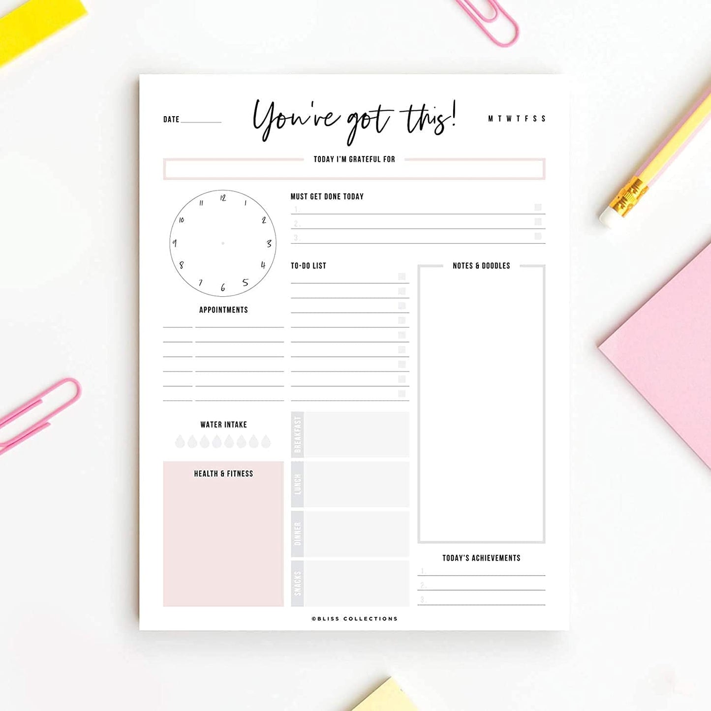 Undated Daily Planner with 50 Tear-Off Sheets