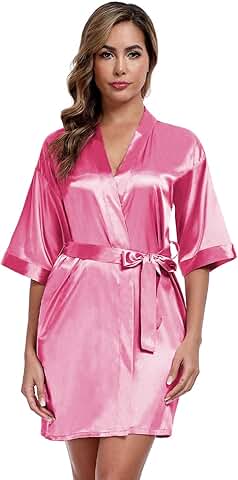 Silky Satin Short Robe for Women, Lightweight Sleepwear