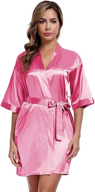 Silky Satin Short Robe for Women, Lightweight Sleepwear