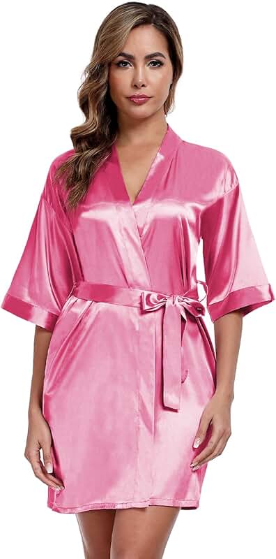 Silky Satin Short Robe for Women, Lightweight Sleepwear