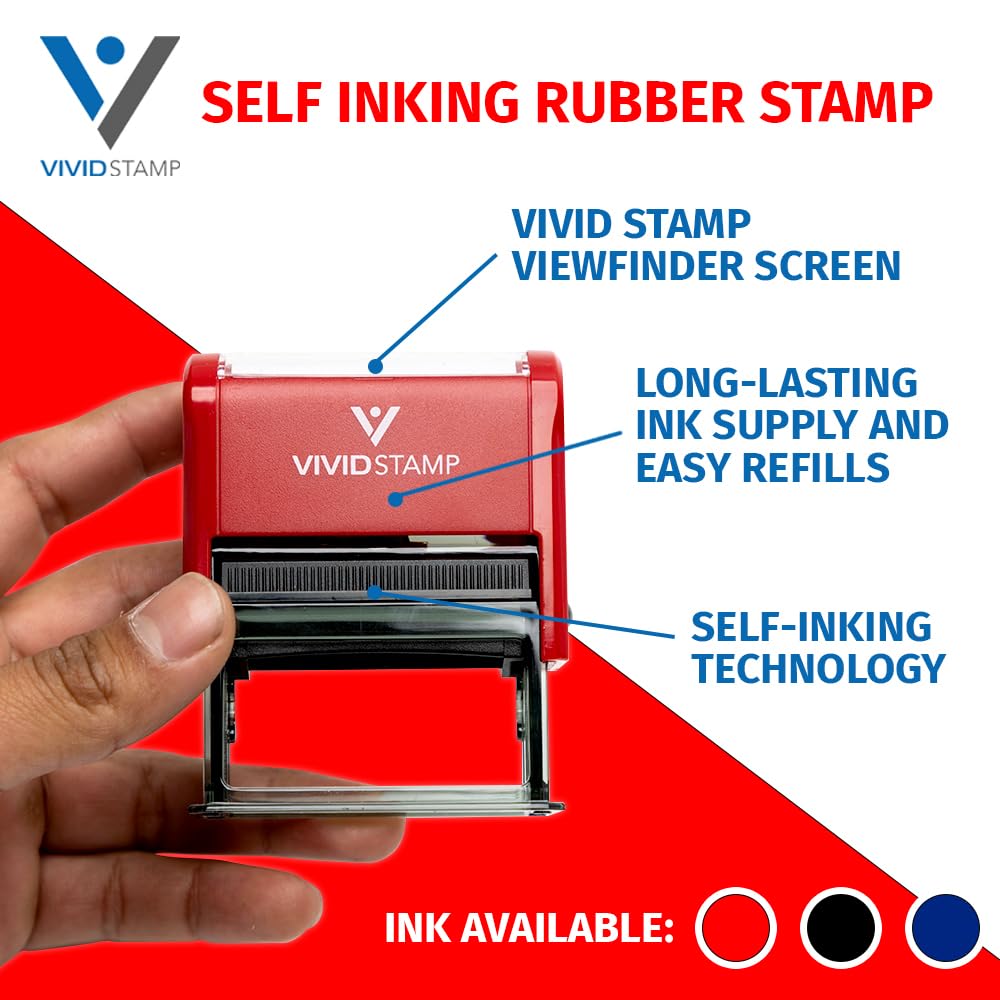 Medium Self-Inking Rubber Stamp with Red Ink
