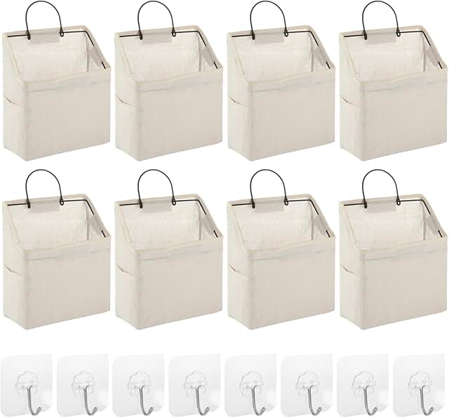 8 Wall Hanging Storage Bags with Hooks