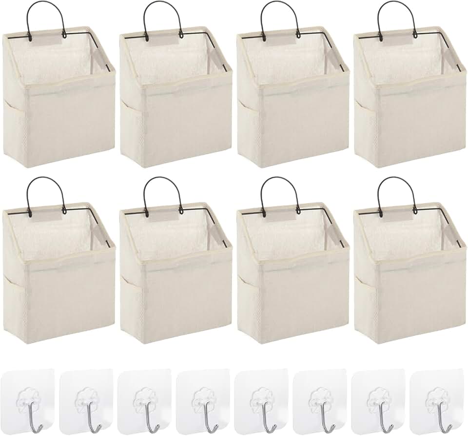 8 Wall Hanging Storage Bags with Hooks