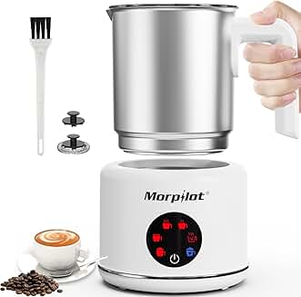 Large 16.9oz Milk Frother and Steamer with 6 Functions