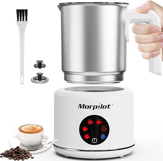 Large 16.9oz Milk Frother and Steamer with 6 Functions