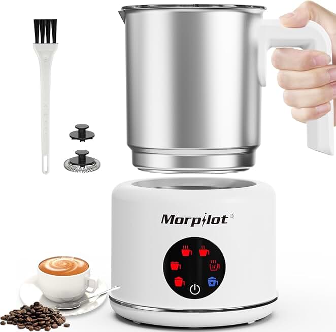 Large 16.9oz Milk Frother and Steamer with 6 Functions