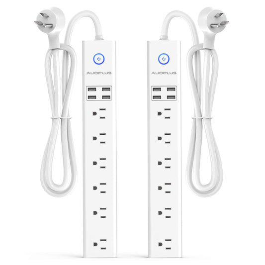 2 Pack Power Strips with Surge Protection and USB Ports