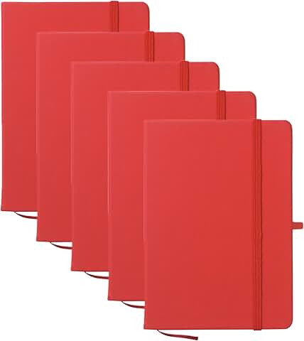 Set of 5 Red Journals with 80 Pages