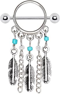 Turquoise Feather Dangle Nipple Shield
