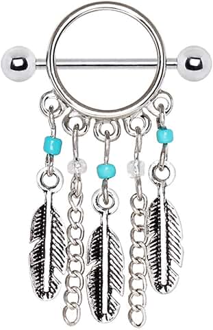 Turquoise Feather Dangle Nipple Shield