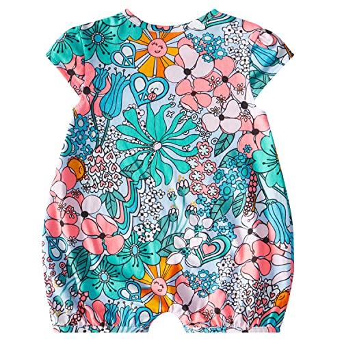 girls Short Sleeve Printed Shortie Romper Baby and Toddler Footie, Clear Sky, 3 Months US