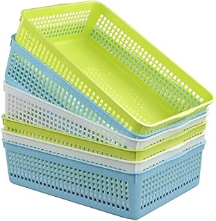 Six Plastic Storage Baskets for A4 Paper Files