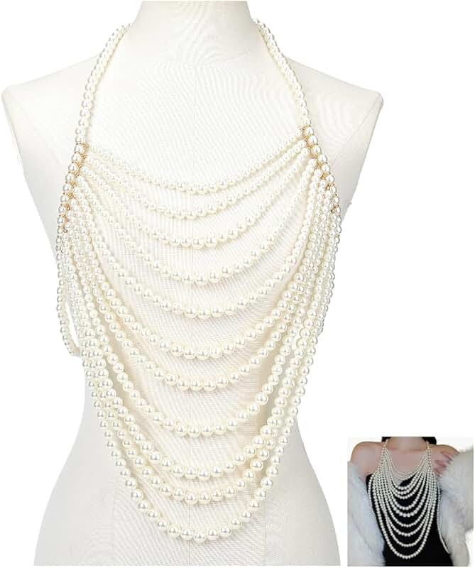 White Pearl Layered Shoulder Chain for Women