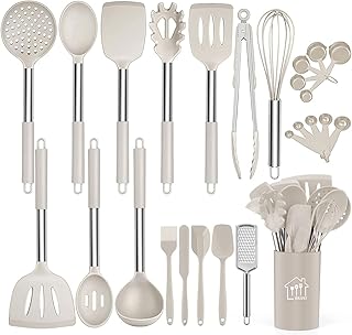 26-Piece Silicone Cooking Utensil Set with Stainless Steel Handles
