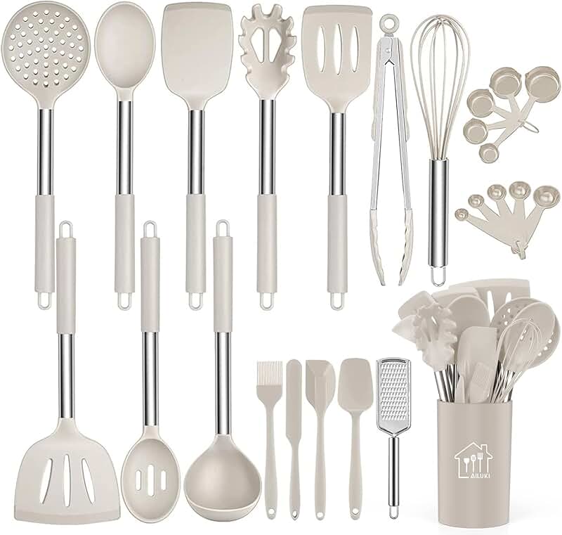 26-Piece Silicone Cooking Utensil Set with Stainless Steel Handles