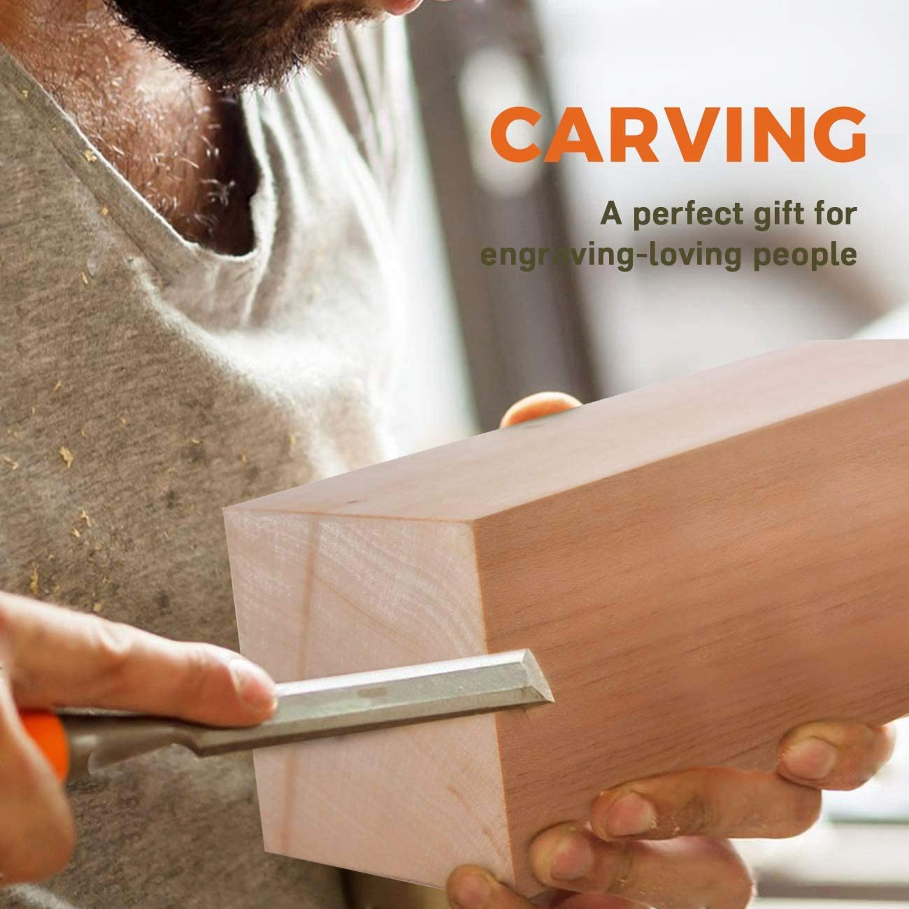6-Piece Wooden Carving Blocks Set 2x2x6 Inches