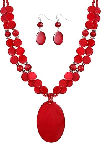 Colorful Shell Beads Necklace and Earrings Set for Women