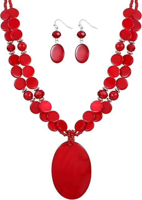 Colorful Shell Beads Necklace and Earrings Set for Women