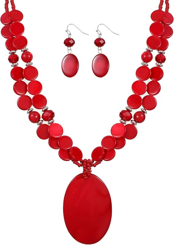 Colorful Shell Beads Necklace and Earrings Set for Women