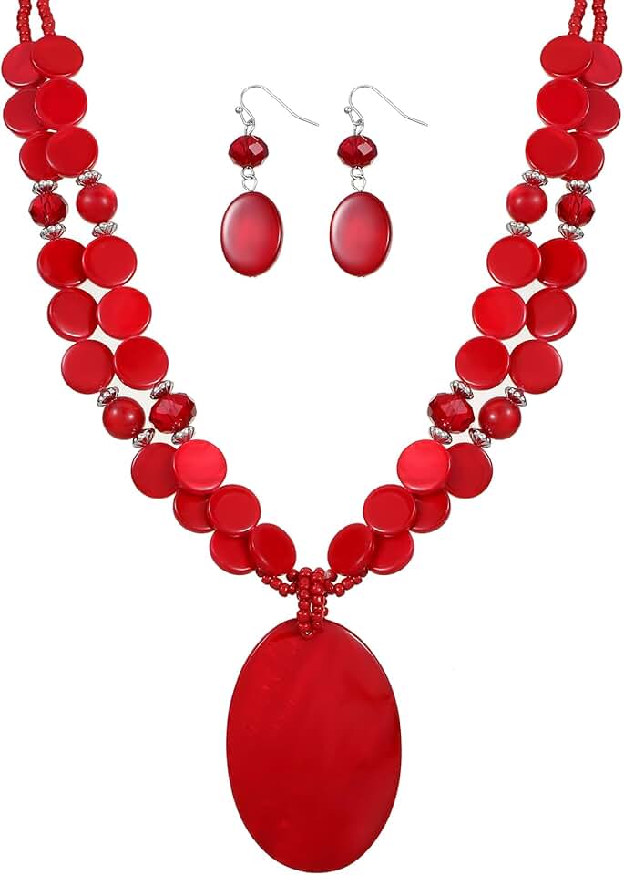 Colorful Shell Beads Necklace and Earrings Set for Women