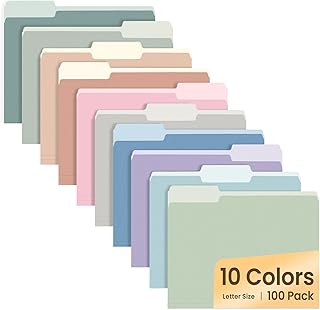 Pastel Letter Size File Folders, 100 Pack