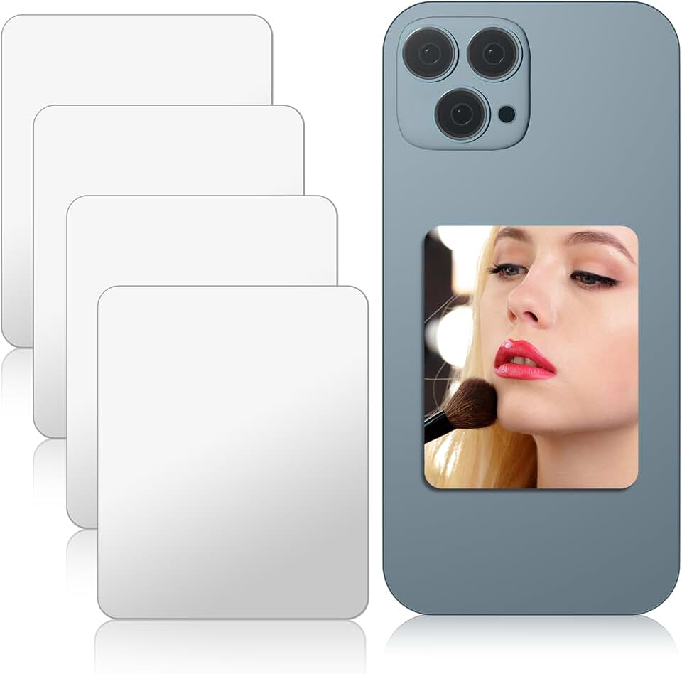 Set of four rectangular mirror decals for phone backs