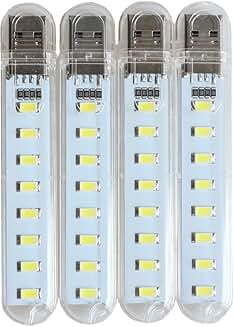 Pack of 4 small white LED night lights with 8 beads