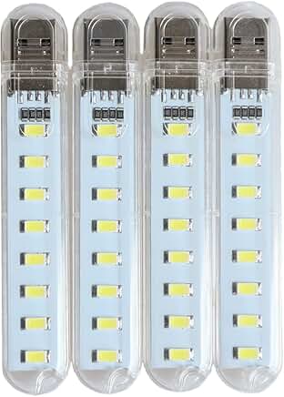Pack of 4 small white LED night lights with 8 beads