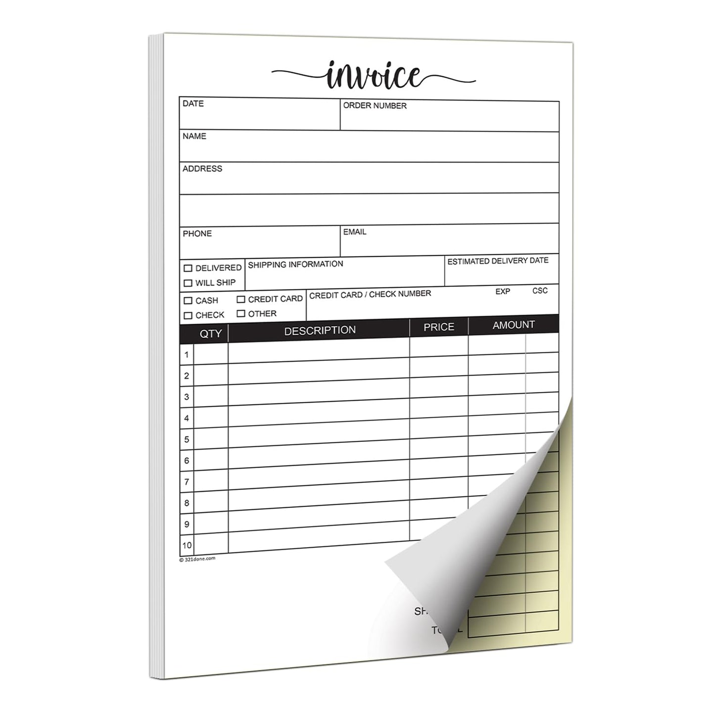 Small 2-Part Invoice Pad, 5.5x8.5, 50 Sets