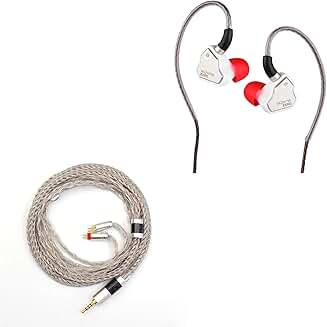 White in-ear monitor with 10mm driver and upgrade cable