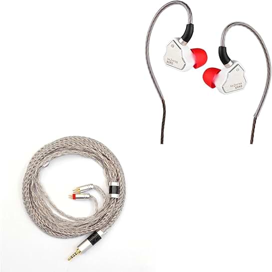 White in-ear monitor with 10mm driver and upgrade cable