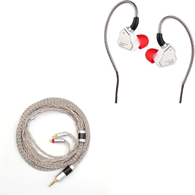 White in-ear monitor with 10mm driver and upgrade cable