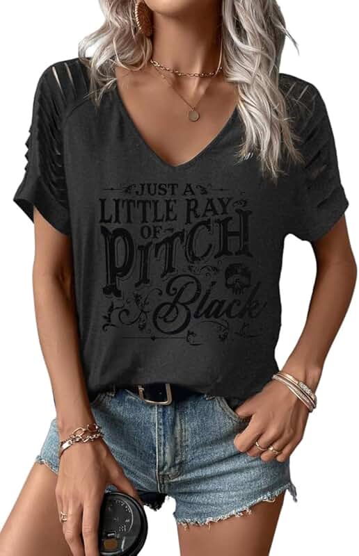 Cold Shoulder V-Neck Short Sleeve T-Shirt for Women