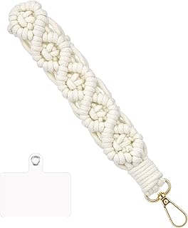 White Cotton Crochet Keychain with Boho Charm