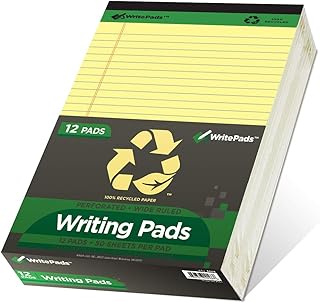 Yellow Legal Pads, 12 Pack, 8.5"x11.75" Wide Ruled