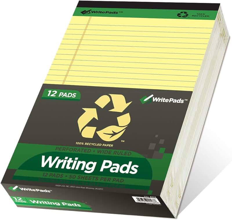 Yellow Legal Pads, 12 Pack, 8.5"x11.75" Wide Ruled
