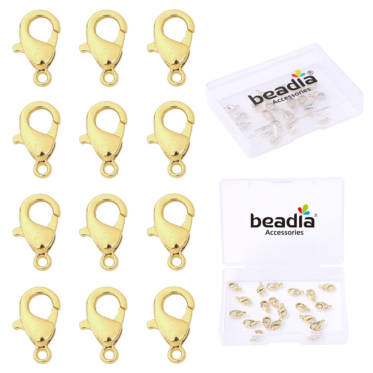 14K Gold Plated Lobster Clasps 10mm 20pcs for Jewelry Making