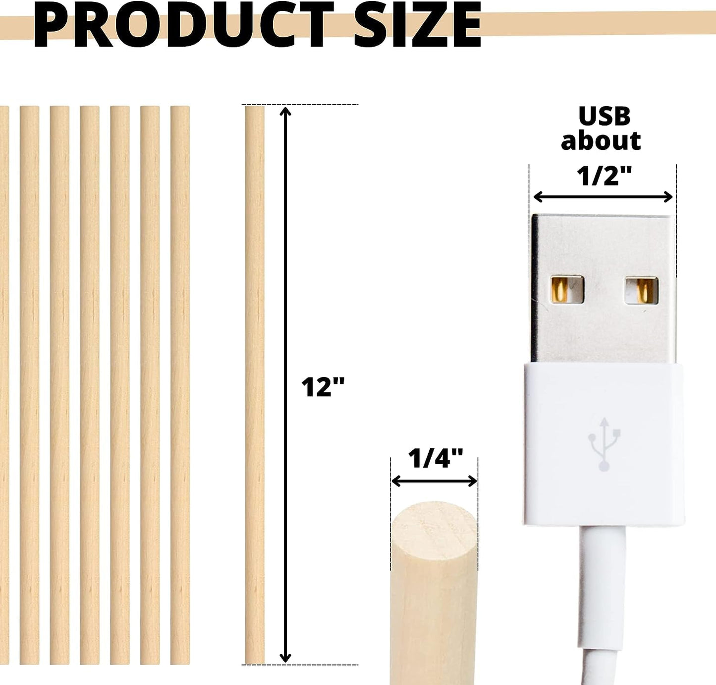 120 PCS Wooden Dowel Rods 12 Inch Unfinished Wood Sticks