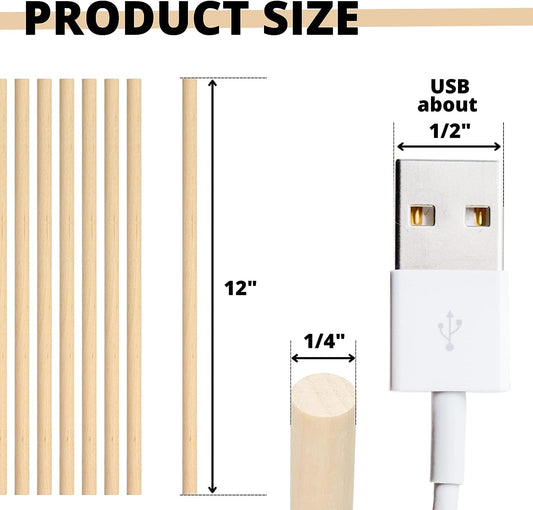 120 PCS Wooden Dowel Rods 12 Inch Unfinished Wood Sticks