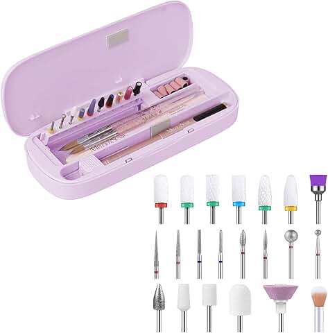 Acrylic Nail Tool Storage Box with 21 Drill Bits