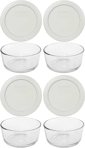 Set of 4 glass bowls with 4 silver replacement lids