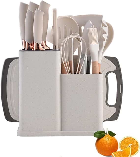 19-Piece Kitchen Utensil and Knife Set with Block